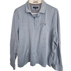 Ted Baker Mens LS Polo Shirt Sz XL Designer Pullover Business Casual Minimalist